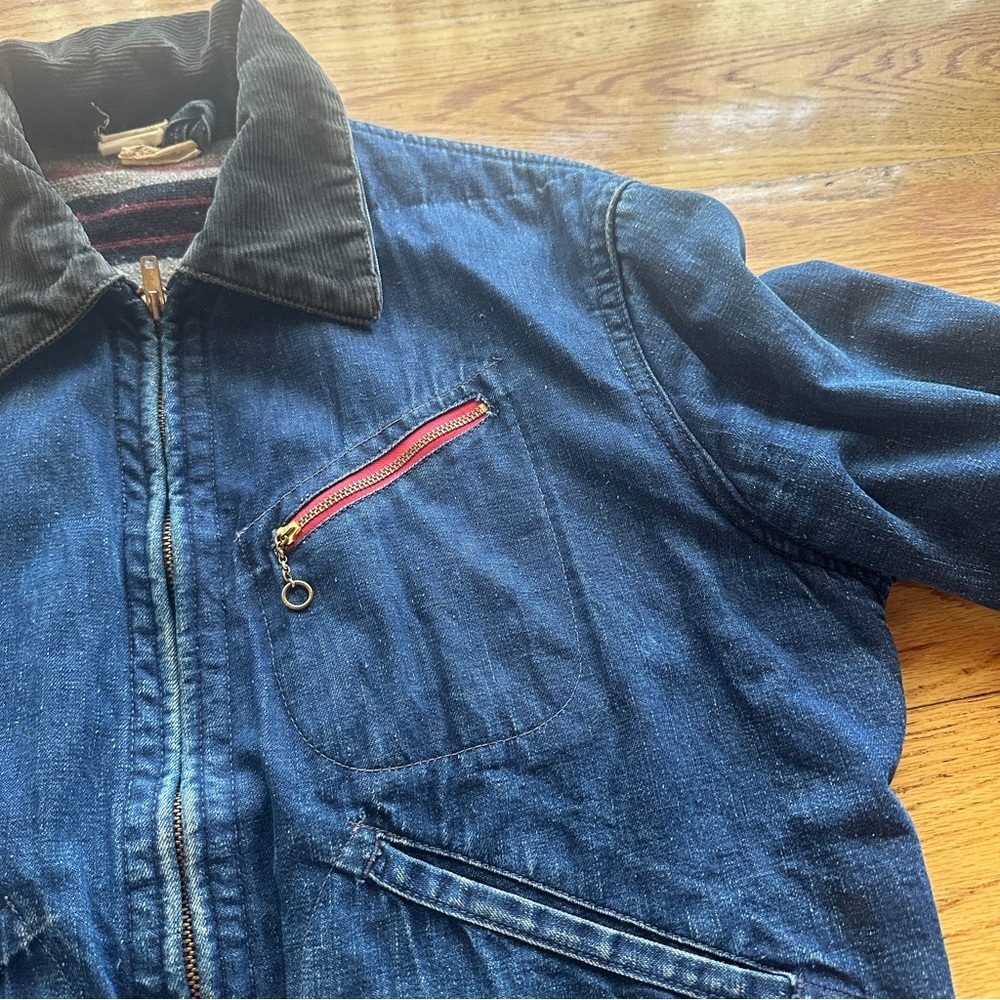 Vintage Blanket Lined Denim Men’s Chore Jacket Detroit Style Size 40 - Picture 9 of 16